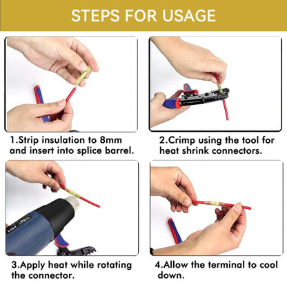 HKS 200 PCS Yellow Heat Shrink Butt Connector 12-10 AWG - Electrical Connectors - Tinned Red Copper 1mm - Automotive Marine Stereo Boat Crimp - Waterproof and Insulated