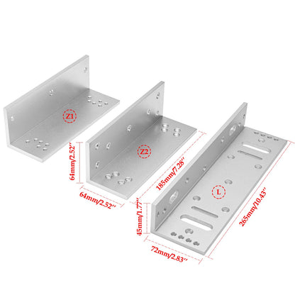 Z and L Bracket for 1200LBS 500KG Holding Force Electromagnet Lock Single Inward Door Access Control Electric Magnetic Door Lock