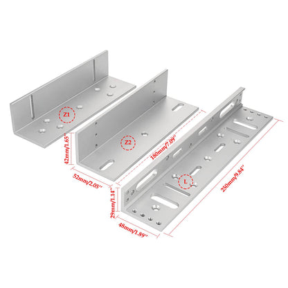 Electromagnetic Lock with Z and L Bracket 280KG 600LBS Holding Force Electric Magnetic Door Lock 12V Fail Safe NC Mode for Access Control System