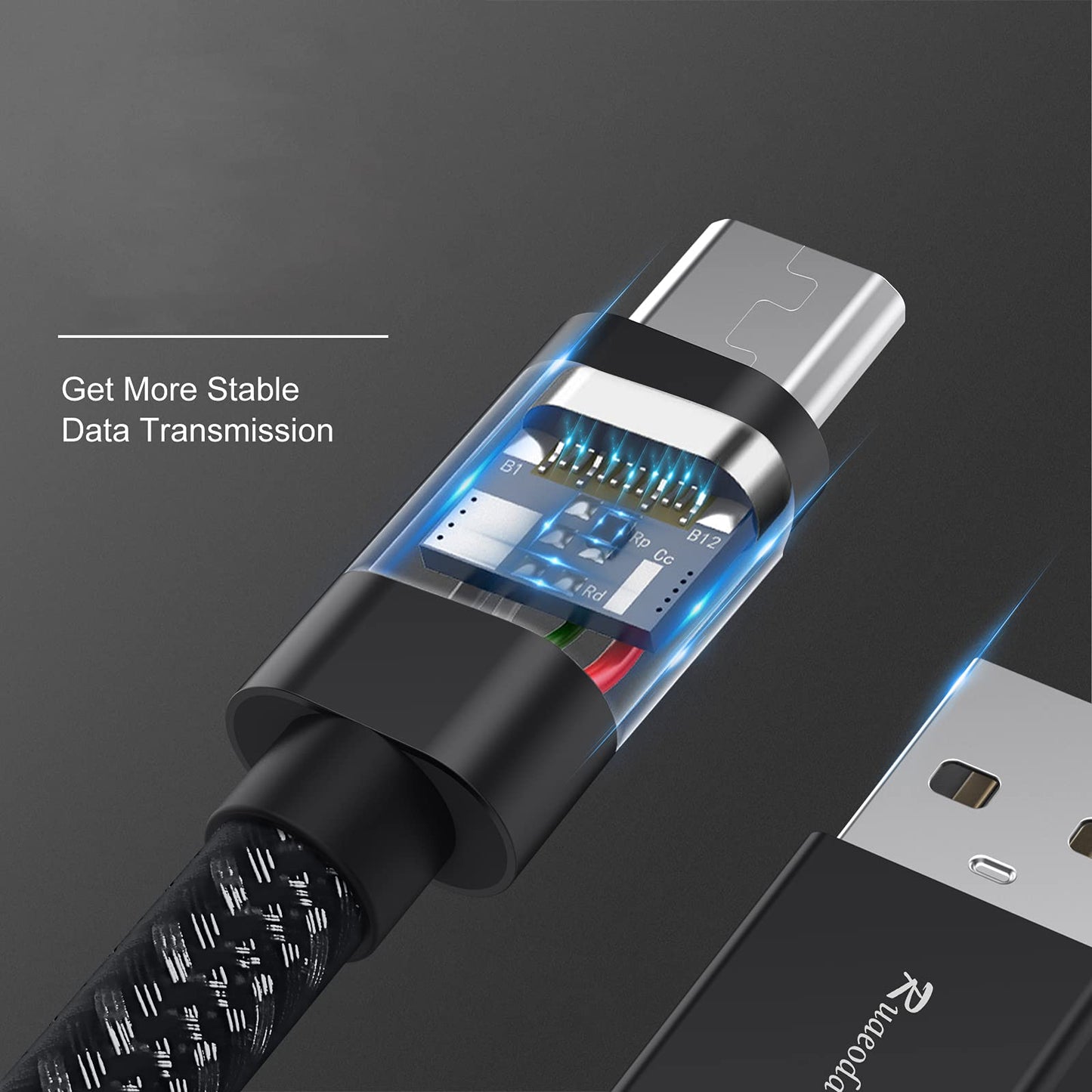Ruaeoda Long Micro USB Cable Android Charger 20ft with Gold-Plated PS4 Charger Cable - High Speed 2.0 USB A Male to Micro USB Nylon Braided Cable for Android Phone