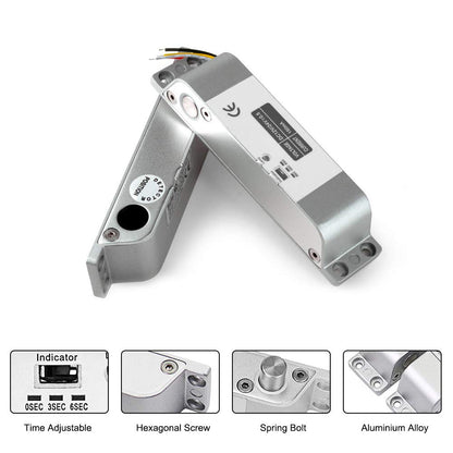 Electric Drop Bolt Lock DC 12V Fail Safe NC Mode Electronic Door Lock for Access Control Security Lock Door (X Bolt Lock) with Time Delay Surface Mounted Lock