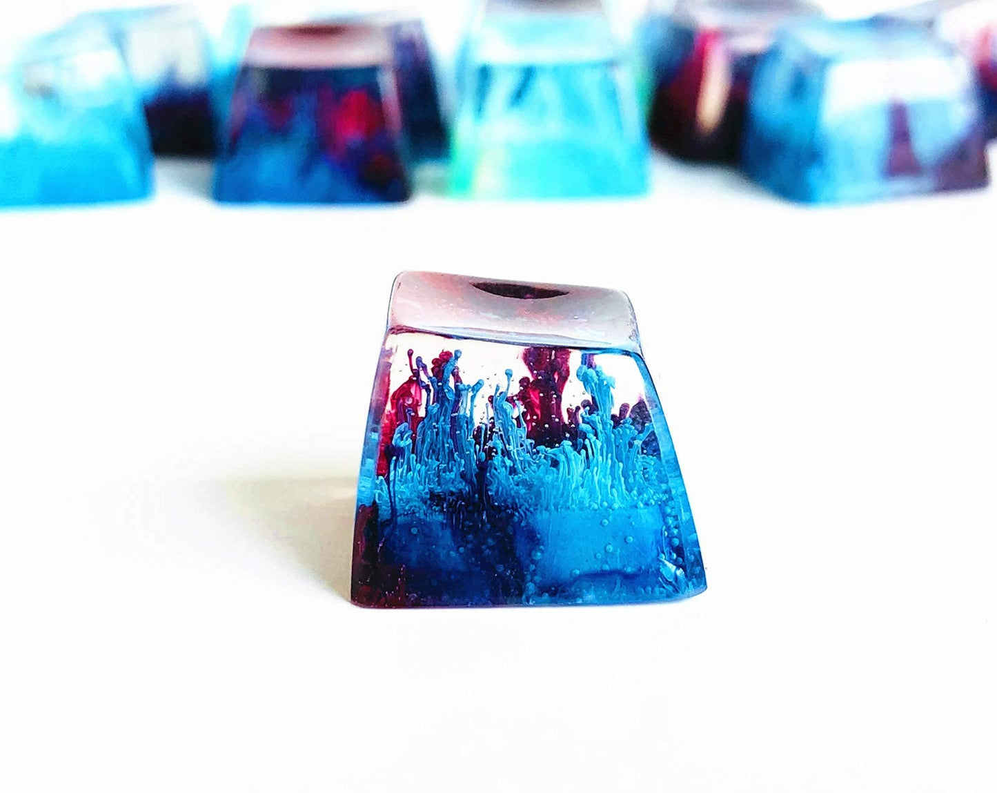 1 Pcs Handmade Seabed Landscape R4 Keycap Resin Artisan Backlit Switch SA Profile for Cherry MX RGB Gaming Mechanical Keyboard DIY Replace (multicolor)