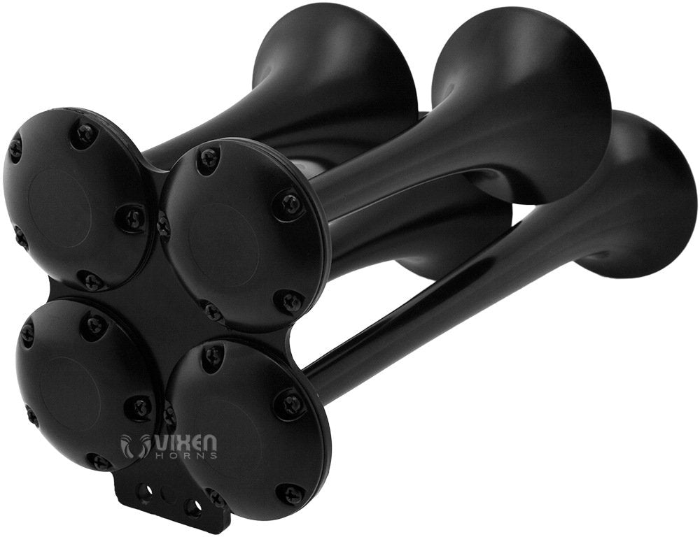 Vixen Horns Train Horn Kit for Trucks/Car/Semi. Complete Onboard System- 200psi Air Compressor, 1.5 Gallon Tank, 4 Trumpets. Super Loud dB. Fits Vehicles like Pickup/Jeep/RV/SUV 12v VXO8315/4114B