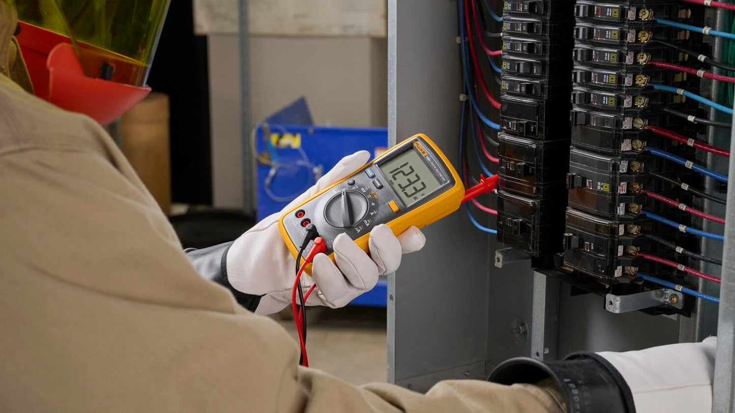 Fluke 15B+ Digital Multimeter, for Electrical Applications, Measures AC/DC Voltage and Current Measurements up to 1000V and 10A, Along with Resistance, Continuity, Diode, and Capacitance Capabilities