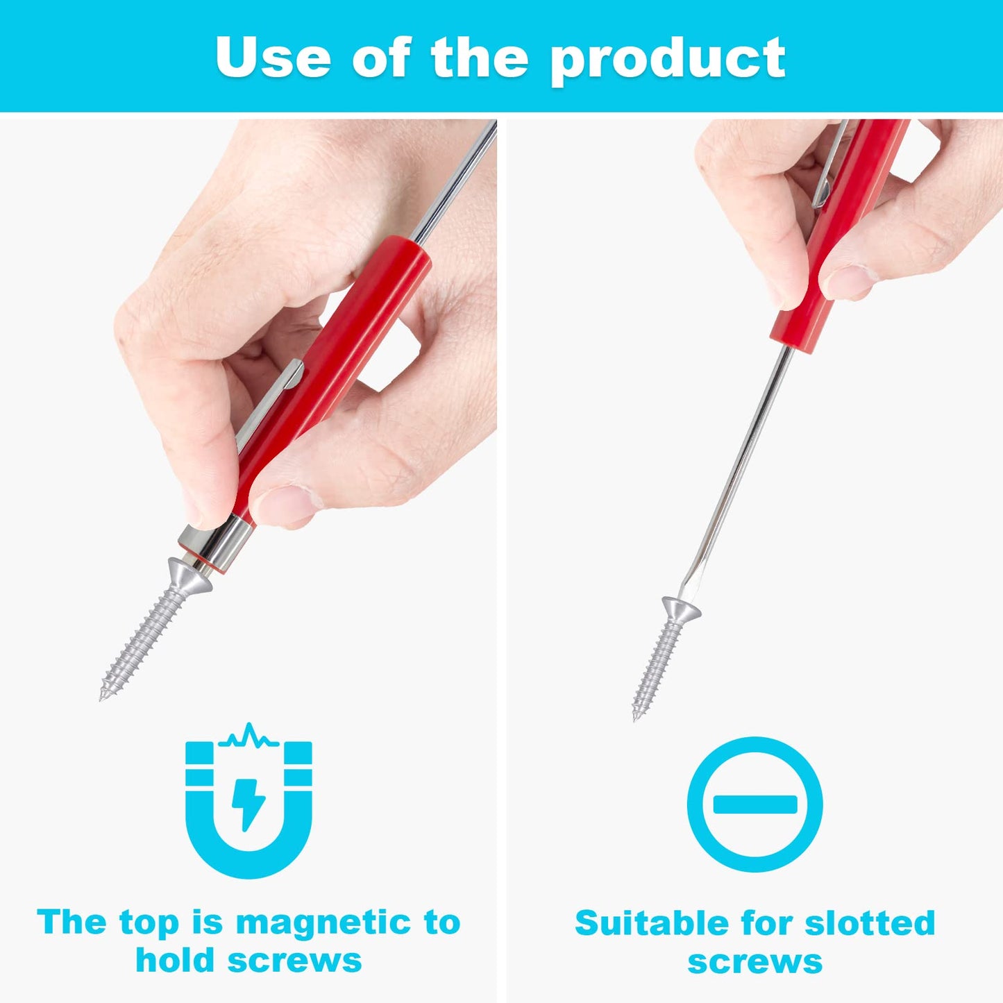 (10) TEN for Snap on Pocket Screwdriver, Flat Tip Screwdrivers, RED ~ Magnetic .NEW. R86855