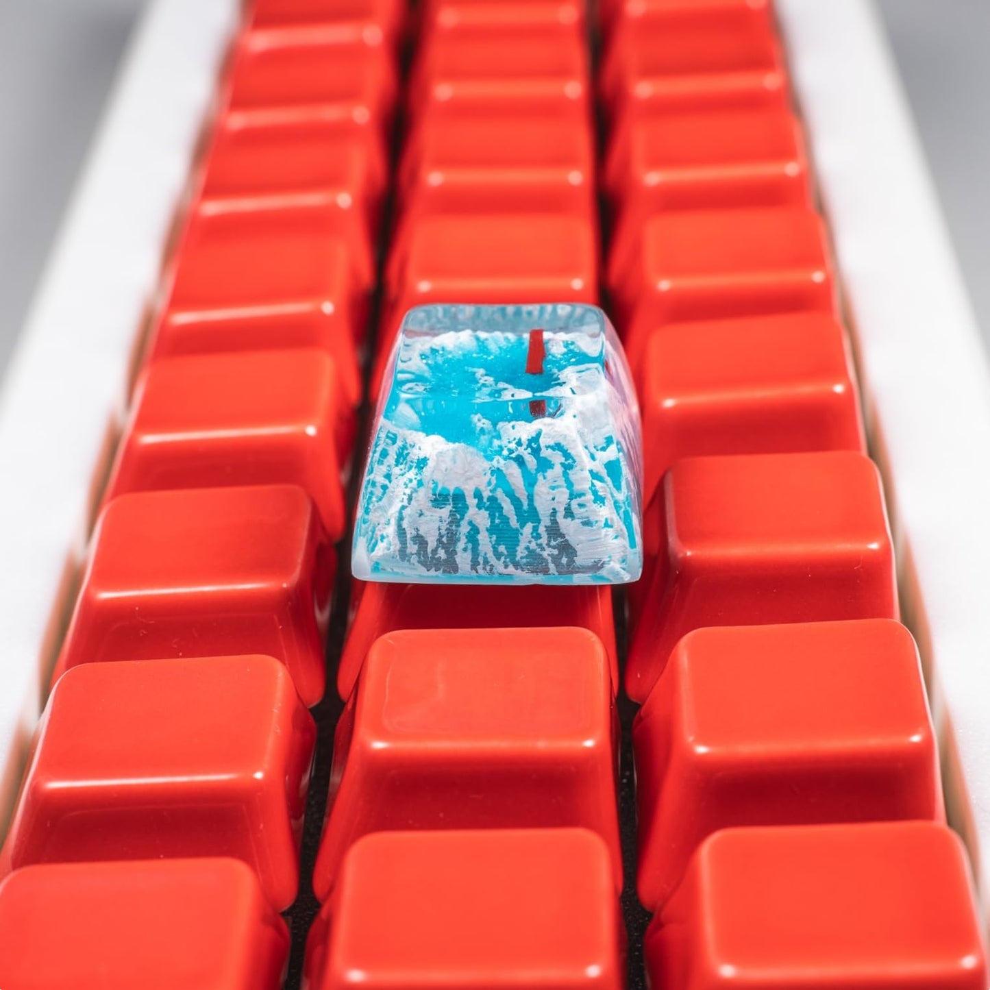 Artisan Keycap - Snow Mountain Custom Keycaps Resin Hanmade Keycaps for Mechanical Keyboard (Snow Sakura Torii SA R3 Profile)
