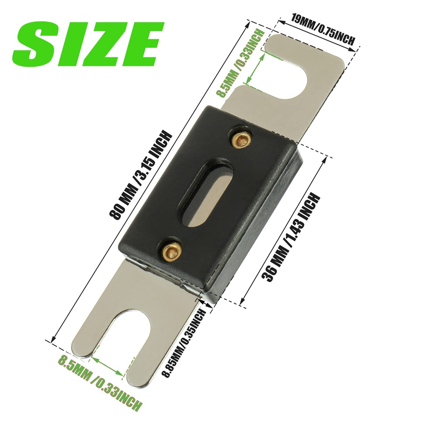SIGANDG 175 Amp Nickel Plated ANL Fuses for car Audio and Video System(5 Pack)