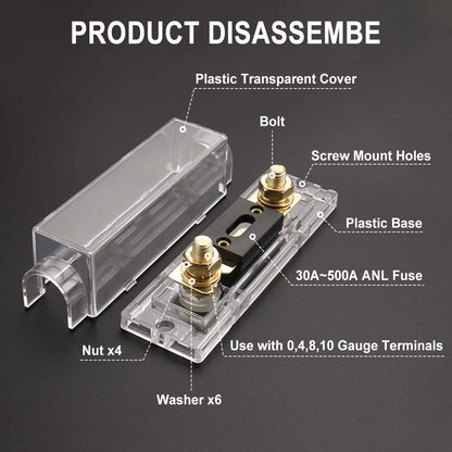 Baomain ANL Fuse Holder Kit with 180A Fuse – for Car Audio & 12V/24V Systems (180 Amp.)