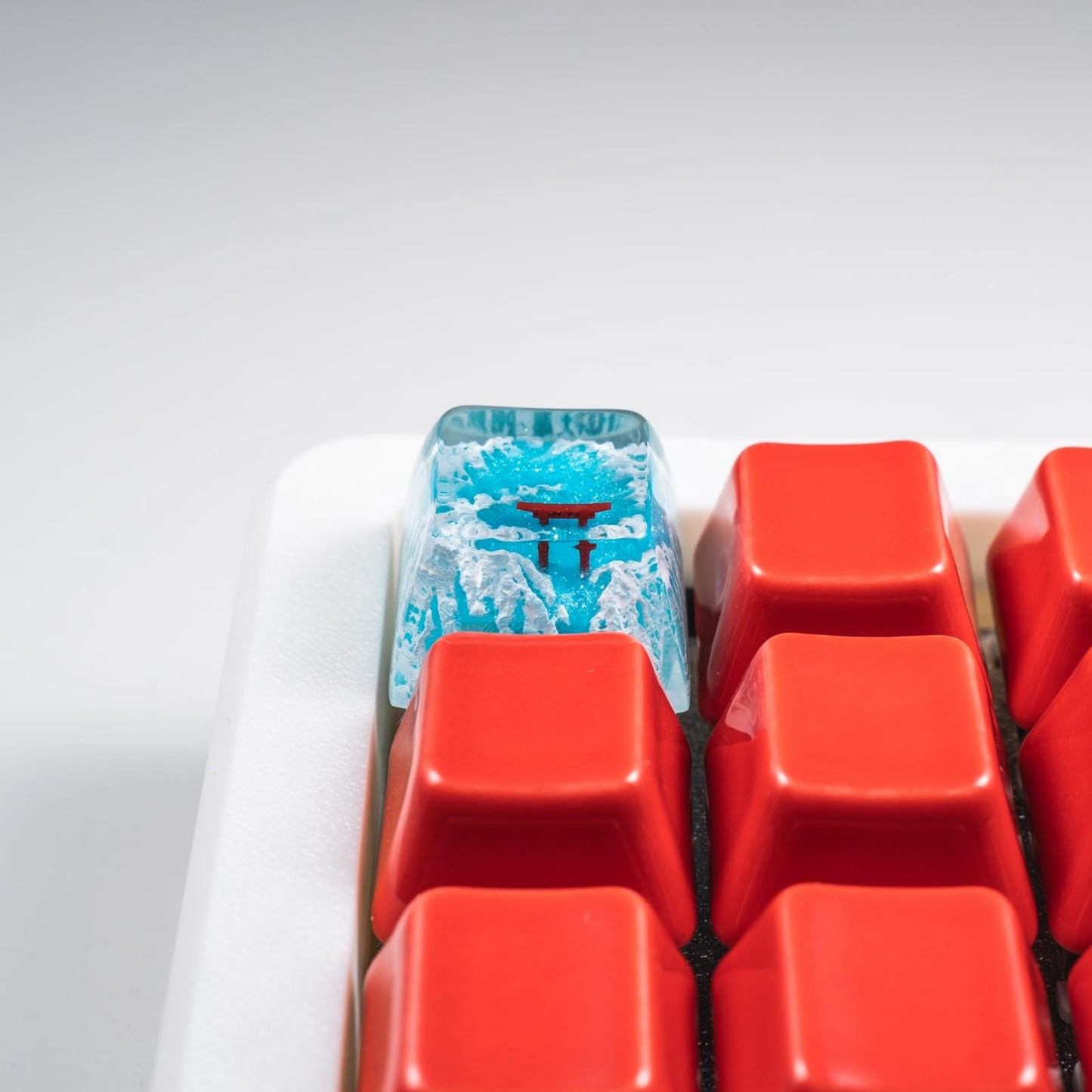 Artisan Keycap - Snow Mountain Custom Keycaps Resin Hanmade Keycaps for Mechanical Keyboard (Snow Sakura Torii SA R3 Profile)
