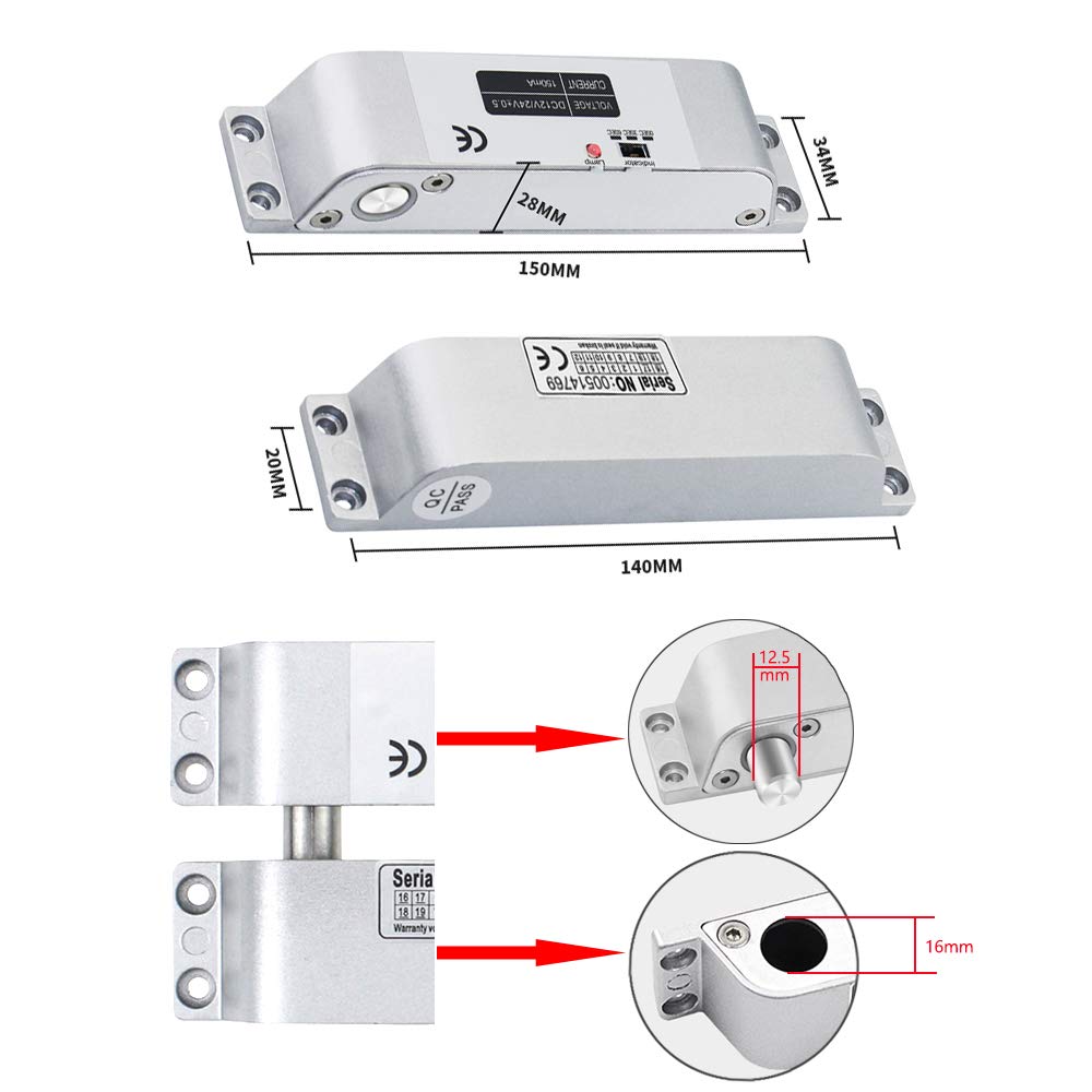 Electric Drop Bolt Lock DC 12V Fail Safe NC Mode Electronic Door Lock for Access Control Security Lock Door (X Bolt Lock) with Time Delay Surface Mounted Lock