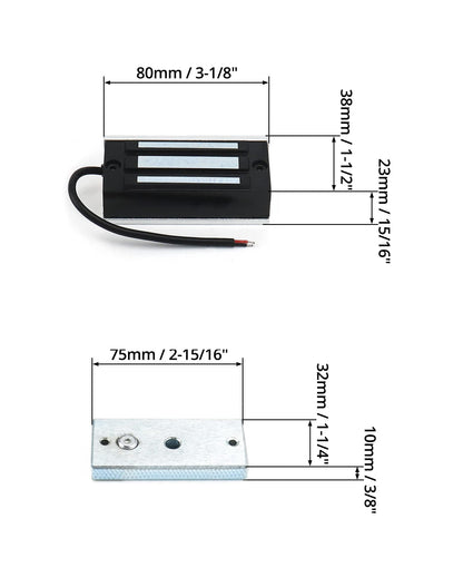 QWORK Electric Magnetic Lock, 2 Pack 60kg 130LBs Holding Force Electric Magnetic Lock for Door Access Control System Electromagnet Fail-Safe NC Mode