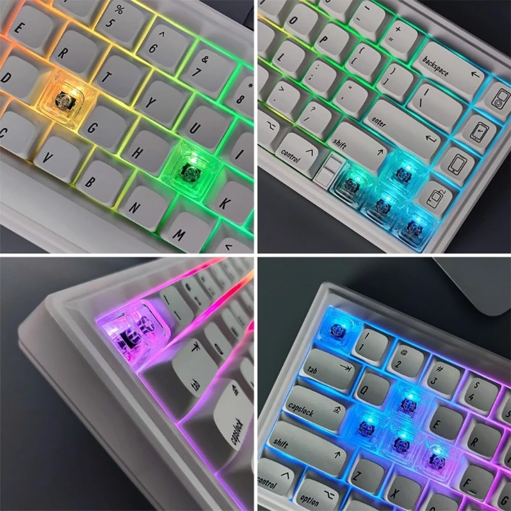 Elacgap Blank Crystal Transparent Keycaps PC Material 1U XDA Profile Keycap for MX switches Mechanical Keyboard Backlit (XDA Transparent, 20pcs)