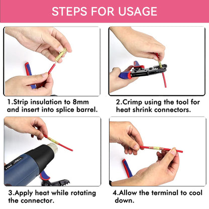 HKS Red 200 PCS Heat Shrink Butt Connector 22-16 AWG - Electrical Connectors - Tinned Red Copper 0.8mm - Automotive Marine Stereo Boat Crimp - Waterproof and Insulated