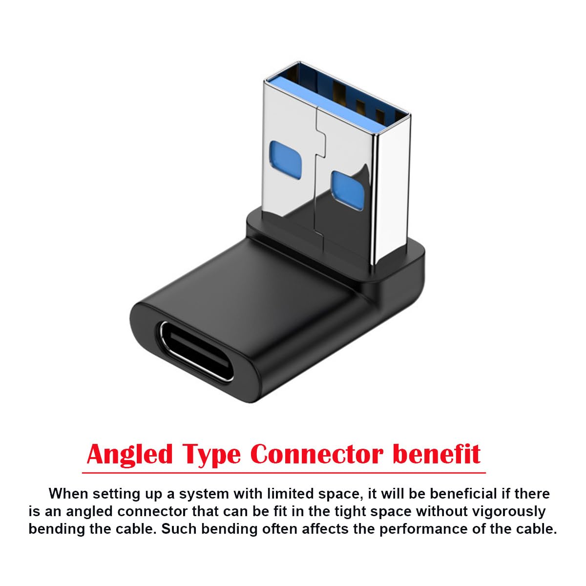 CY USB-C Type C Female 90 Degree Down Angled to USB 3.0 A Male Data Adapter for Laptop Desktop