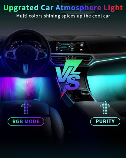 YM E-Brightt RGB LED Strip Lights for Car App Control with Remote Led Lights car Interior with Charger Music Sync Under Dash Footwell Neon Lighting Kit w/USB Cable DC 12V