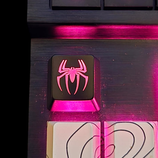 Smiley Backlit Keycap Set - Custom kecaps for Cherry MX Mechanical Keyboard, SA Profile, R4 Keycaps, Translucent Backlight, Artisan, Personalized Keycap (4pk - Arrow Keys) (SPIDER / Escape Key)