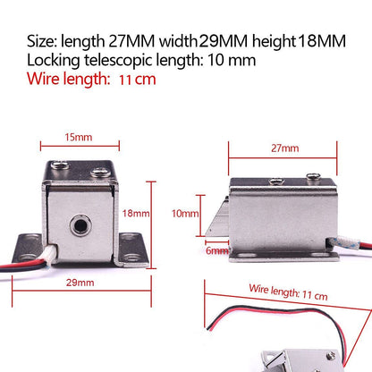 ATOPLEE Electromagnetic Solenoid Lock,4pcs Mini DC 12V 0.43A Door Drawer Tongue Down Slim Design Assembly Magnetic Lock for Cabinet Door Drawer,27X29X18mm