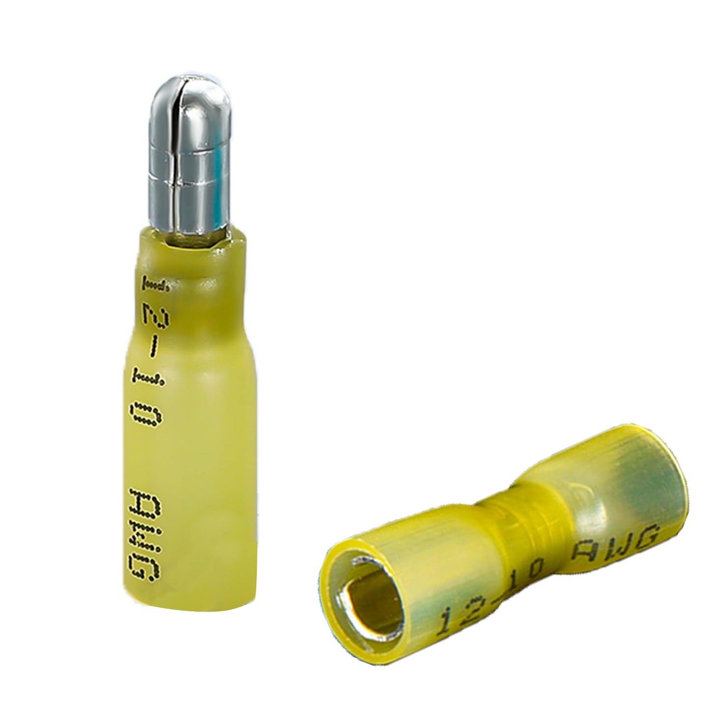 200PCS Heat Shrink Bullet Connectors, Bullet Terminals, Female and Male Crimp Connectors for Watercraft, Electronics, Automotive AWG12-10-Yellow