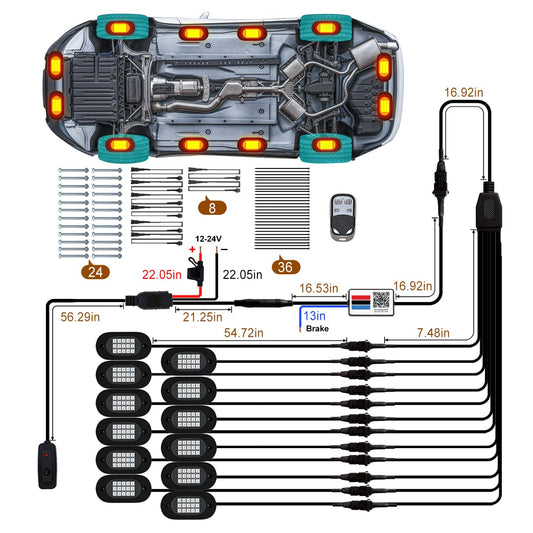 YiLaie RGB LED Rock Lights, 180 LEDs Lights with Phone App/Remote Control & Timing & Music Mode Rock Lights Kits, Waterproof Underglow Light for ATV RZR UTV SUV Off Road AUTO Motorcycle (12 Pods)