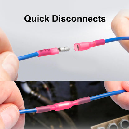 200PCS Heat Shrink Bullet Connectors, Bullet Terminals, Female and Male Crimp Connectors for Watercraft, Electronics, Automotive AWG22-18-Pink
