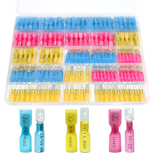 240 PCS Spade Connectors, Heat Shrink Spade Terminlas 22-10 AWG, Wire Connectors Male and Female by MENTBERY