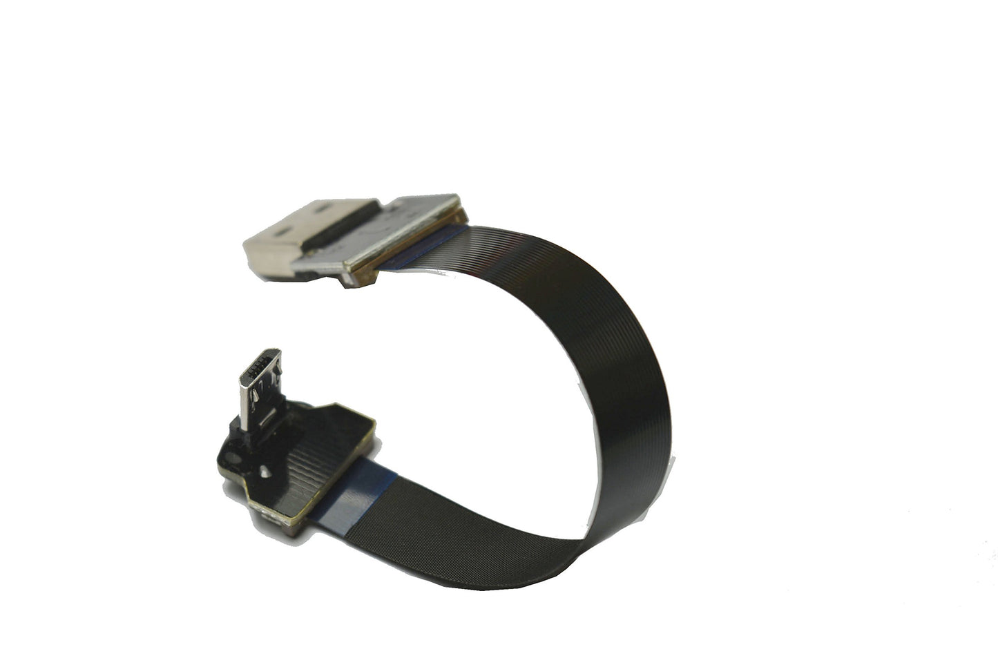 Permanent Short FFC Micro USB FPV Flat Slim Thin Ribbon FPC Cable Micro USB 90 Degree to Standard USB A for sync and Charging Black(10CM)