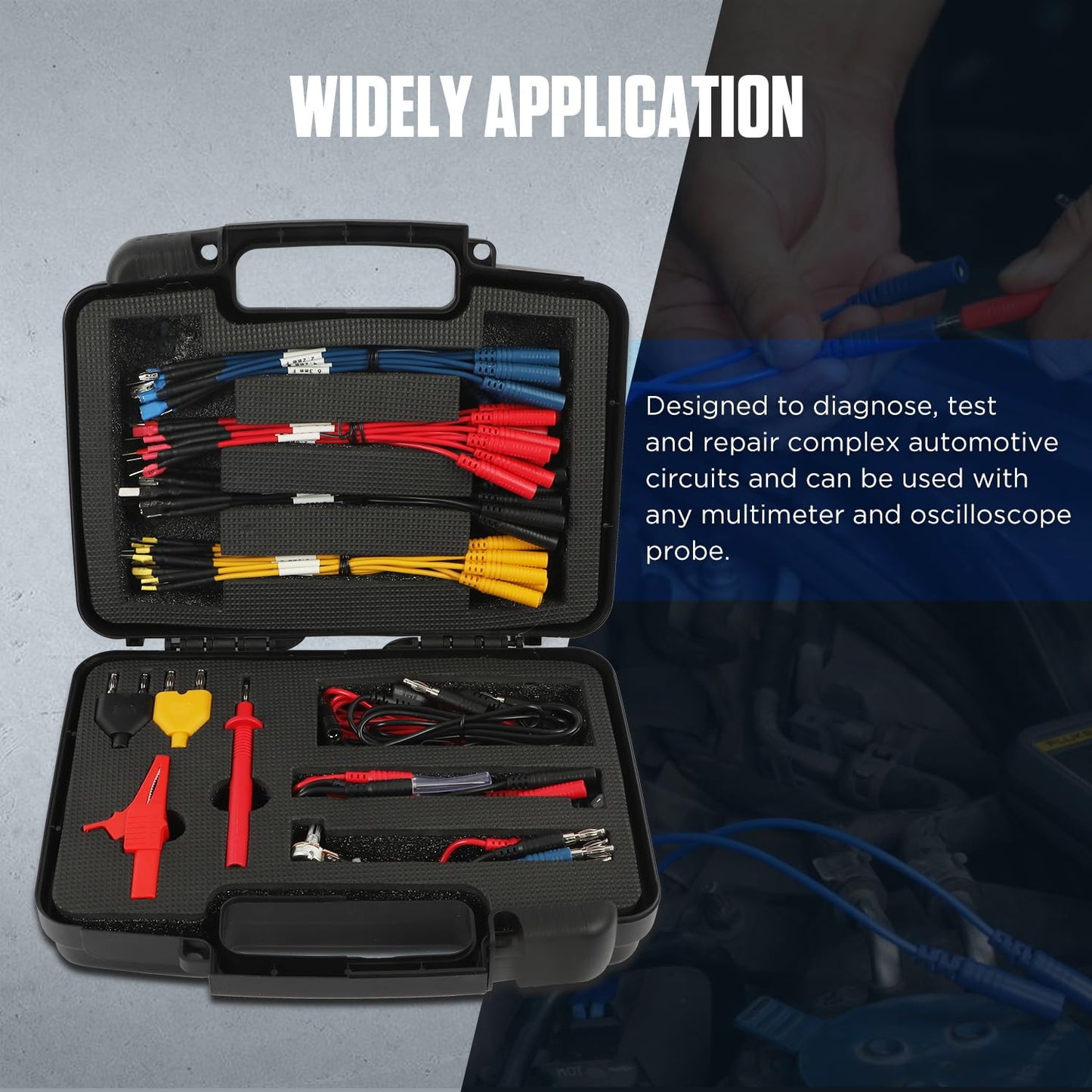 68 PCS Automotive Circuit Test Lead Kit,Multimeter Test Leads Set,Electrical Breakout Leads Automotive Kit with Terminals,Alligator Clip,Acicular Probe,Banana Plug Adapters,Volt Meter Lead