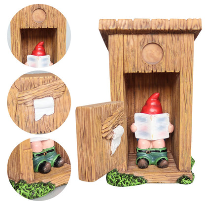 nezababy Funny Garden Gnome Outdoor Statues Naughty Sculpture Decoration Inappropriate Read Newspaper Gnome for Indoor Lawn Yard Red