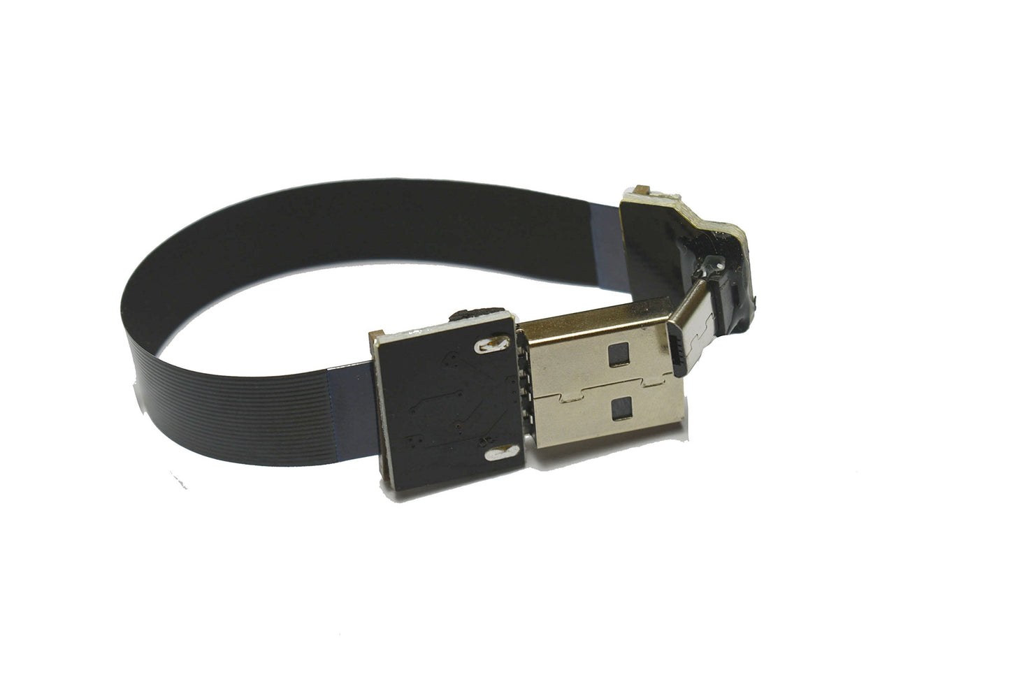 Permanent Short FFC Micro USB FPV Flat Slim Thin Ribbon FPC Cable Micro USB 90 Degree to Standard USB A for sync and Charging Black(10CM)