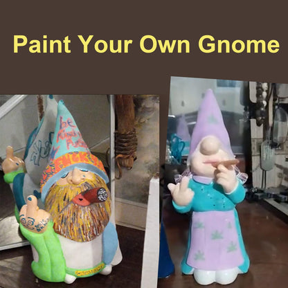 MINICAR 8'' H Funny Middle Finger Lady Gnomes Statues Outdoor Decor, Naughty Smoking Sculptures Garden Yard Patio Decorations, Paintable Unique Gifts
