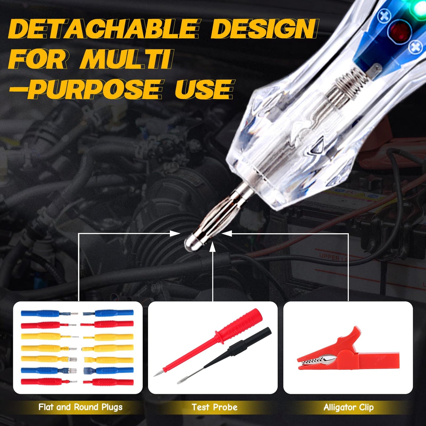 AWBLIN Test Light Probe Kit, 3-72V DC LED Digital Automotive Circuit Tester with Voltmeter, 18 Pieces Multi Function Auto Fuse Voltage Tester Electric Probe Test Kit with Black Carrying Case