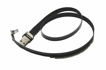 Permanent Slim Micro USB FFC USB FPV Flat Slim Thin Ribbon FPC Cable Micro USB 90 Degree to Standard USB A for sync and Charging Black (50CM)
