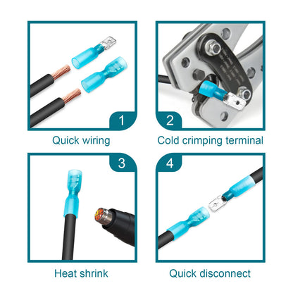 MENTBERY 80 PCS Spade Connectors, Heat Shrink Spade Terminals 12-10 AWG, Wire Connectors Female and Male