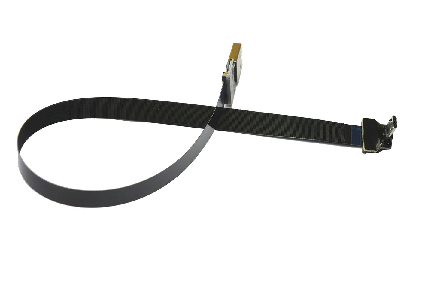 Permanent Black FFC Micro USB FPV Flat Slim Thin Ribbon FPC Cable Micro USB 90 Degree to Standard USB A for sync and Charging (30CM)