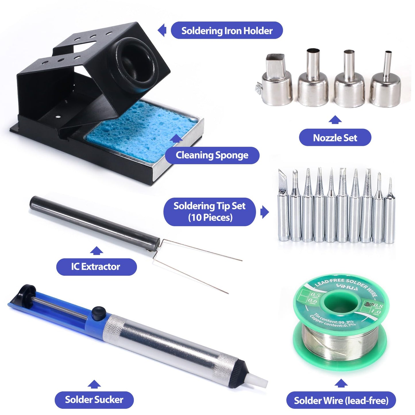 YIHUA 8786D I 2 in 1 Hot Air Rework and Soldering Iron Station with °F /°C, Cool/Hot Air Conversion, Digital Temperature Correction and Sleep Function