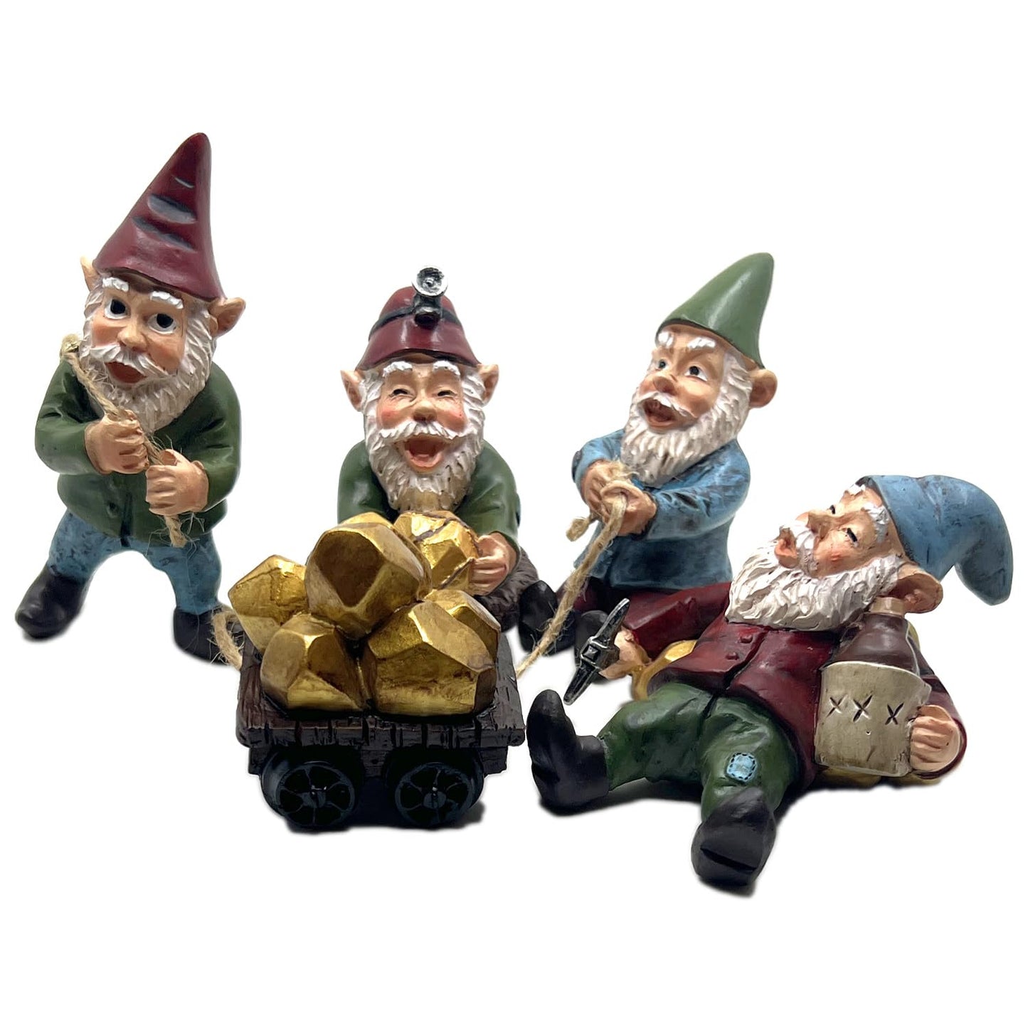 BELLA HAUS DESIGN The Gnome Creek Mining Company Garden Statue | Authentic Gold Prospector's Poly-Resin Outdoor Decor |Poly-Resin 5pc Set (Gnome Creek Mining)