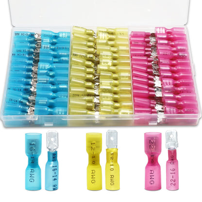 150 PCS Spade Connectors, Heat Shrink Spade Terminals 22-10 AWG, Wire Connectors Male and Female by MENTBERY