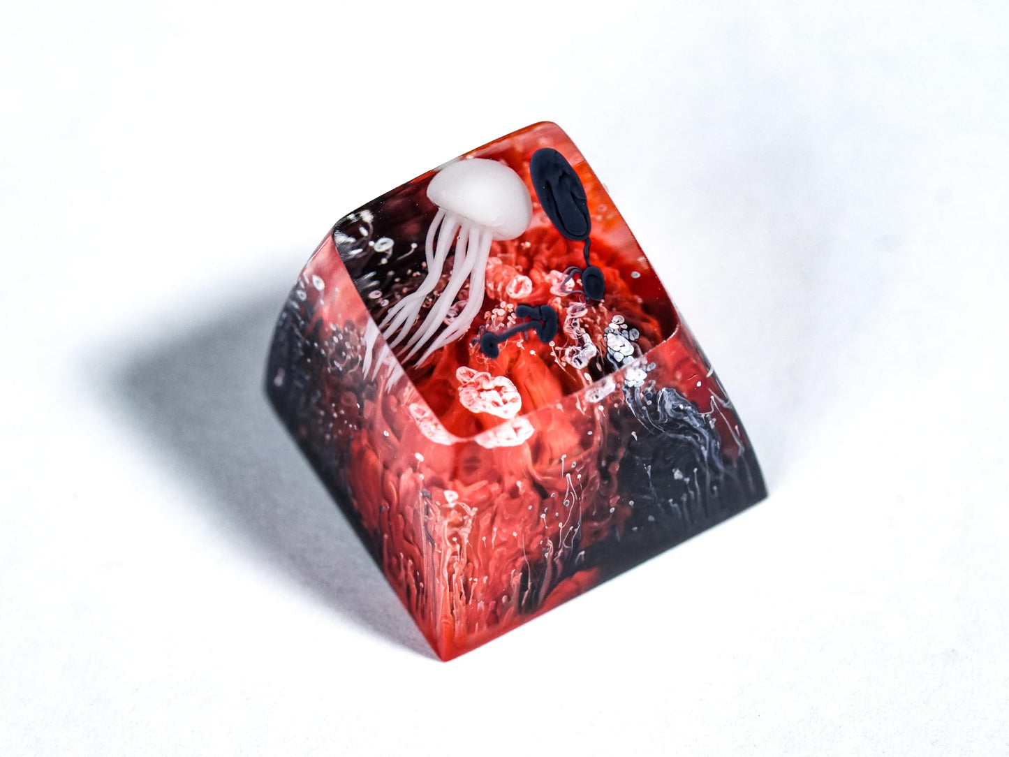 DATKEY Jellyfish Red & Black Artisan Ocean Keycaps - Cute & Aesthetic Custom Keycaps for Gaming Lovers