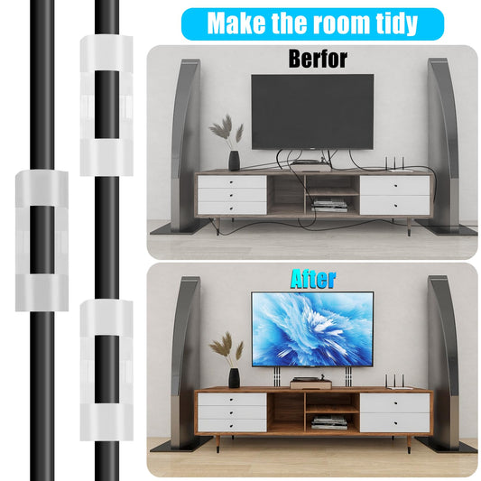 XHF 50pcs Medium Self Adhesive Cable Clips White,Wire Clips Cable Management Wire Organizer Cord Holder for Under Desk, Car, Wall, TV PC Ethernet Cable