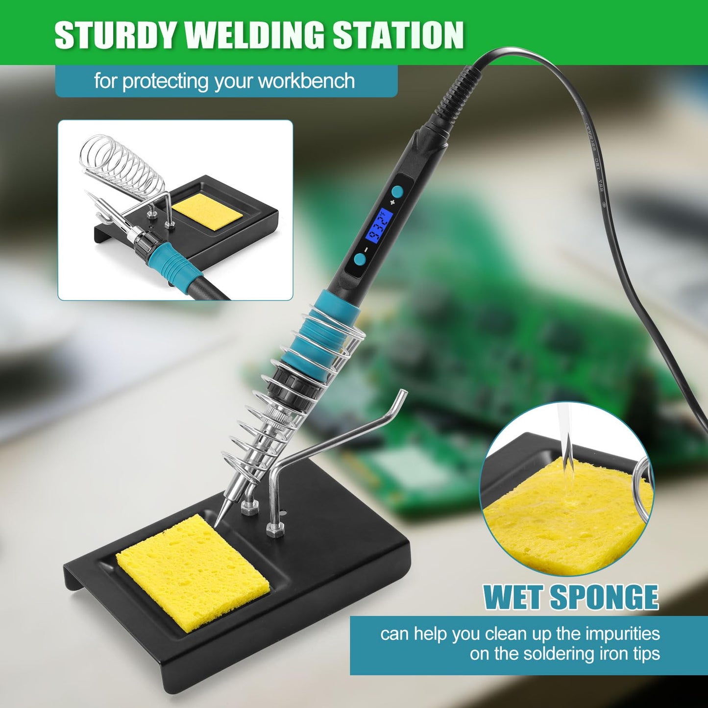 WORKEASE 100W Soldering Iron Kit, LED Digital Solder Iron with 5pcs Tips, 10s Fast Heating Max 932℉, Adjustable Temperature Soldering Iron Kit for Electronics for Electronic Repair, DIY