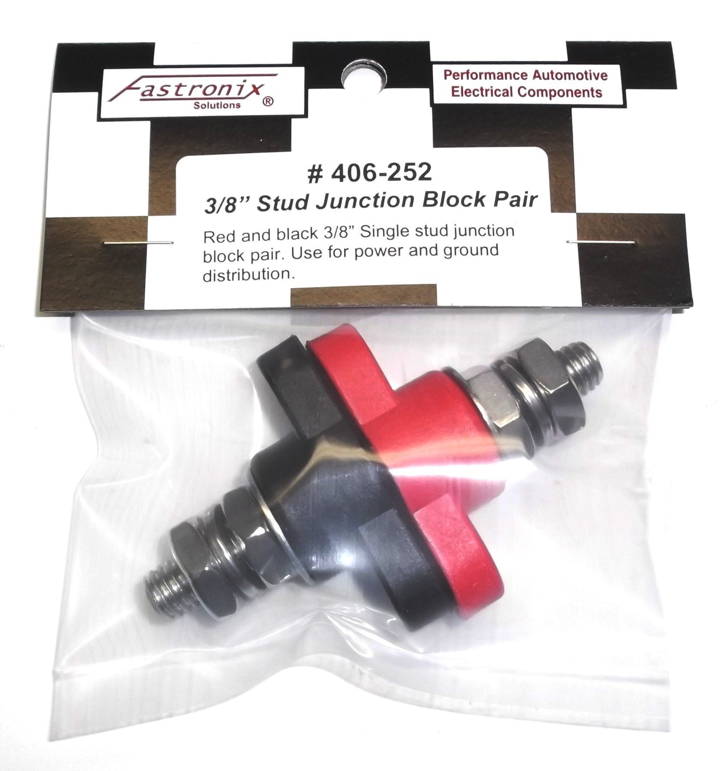 Fastronix 3/8" Stainless Steel Single Stud Power and Ground Junction Block Red and Black
