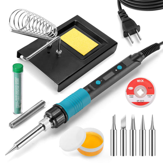 WORKEASE 100W Soldering Iron Kit, LED Digital Solder Iron with 5pcs Tips, 10s Fast Heating Max 932℉, Adjustable Temperature Soldering Iron Kit for Electronics for Electronic Repair, DIY