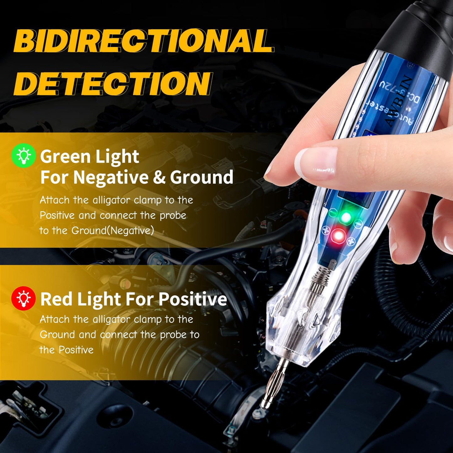 AWBLIN Test Light Probe Kit, 3-72V DC LED Digital Automotive Circuit Tester with Voltmeter, 18 Pieces Multi Function Auto Fuse Voltage Tester Electric Probe Test Kit with Black Carrying Case