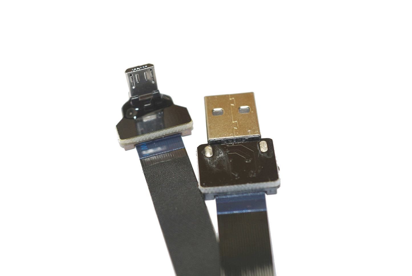 Permanent Black FFC Micro USB FPV Flat Slim Thin Ribbon FPC Cable Micro USB 90 Degree to Standard USB A for sync and Charging (30CM)