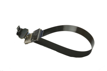 Permanent Black FFC Micro USB FPV Flat Slim Thin Ribbon FPC Cable Micro USB 90 Degree to Standard USB A for sync and Charging (30CM)