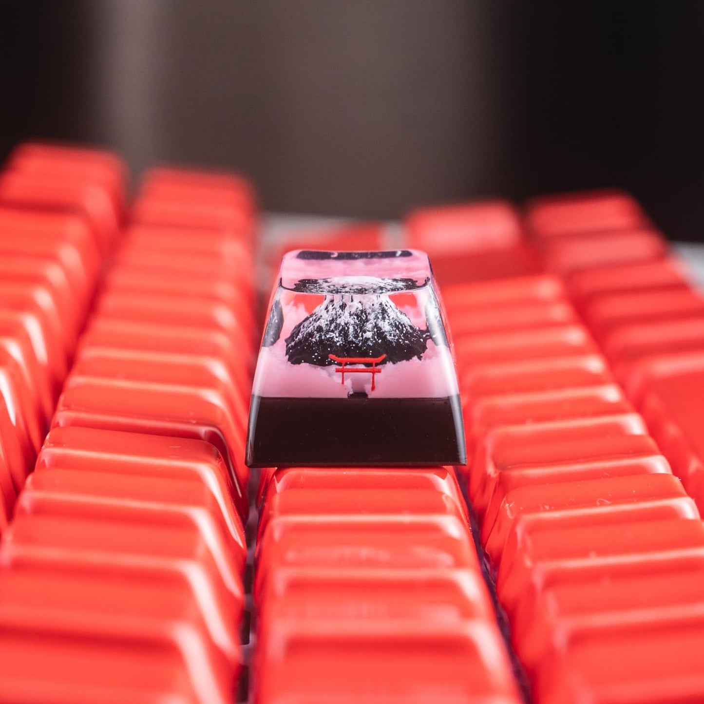 ULTRAEQUIP Artisan Keycap, Mount Fuji Sakura Mountain Custom Keycaps Esc Resin Handmade Keycaps fit MX Swith for Mechanical Keyboard