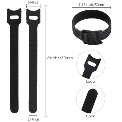 MVYC 120PCS 6 Inch Reusable Cable Ties Wire Ties Cord Organizer Cable Organizer Adjustable Management Black