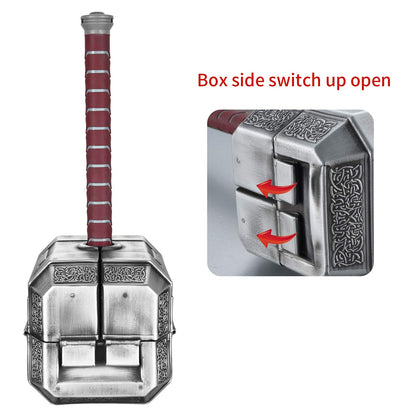 TOKKOT Thor Hammer Tool Box, 28pcs Multifunctional Home Repair Tool Set Excellent Hand Tool Novelty Gift for Men as Father's Day Prop Hammer (Silver)