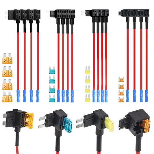 16 Pack 4 Types 12V Car Add-a-Circuit Fuse Tap Adapter,Standard Mini Micro2 and Low Profile Fuse Taps for Cars Trucks Boats
