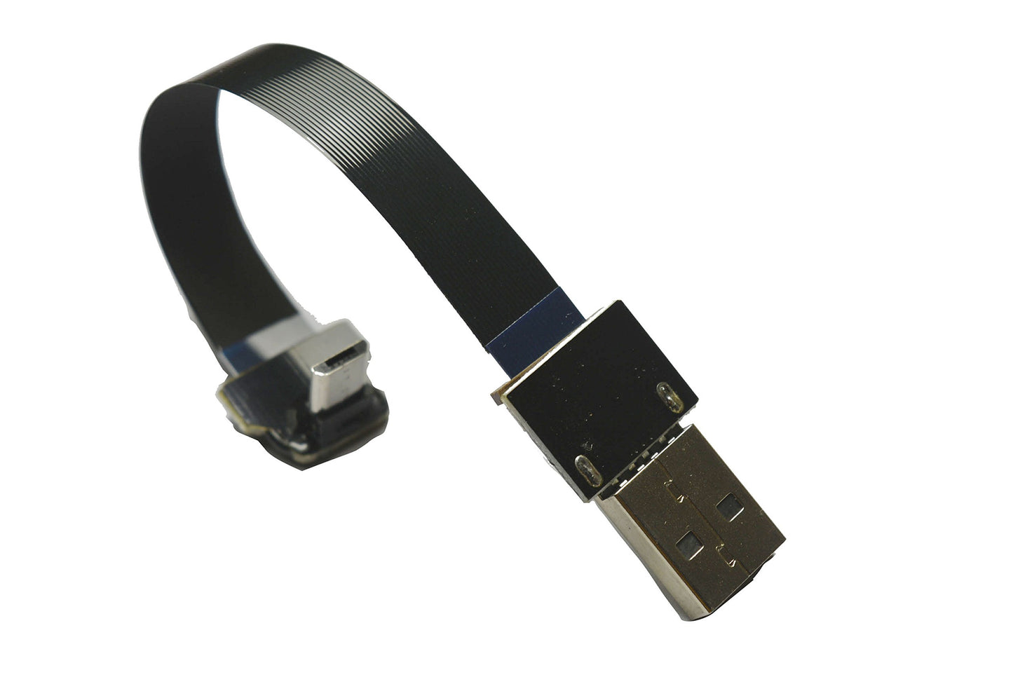 Permanent Short FPV Flat Slim Thin Ribbon FPC Cable Micro USB 90 Degree to Standard USB A for sync and Charging (5CM)